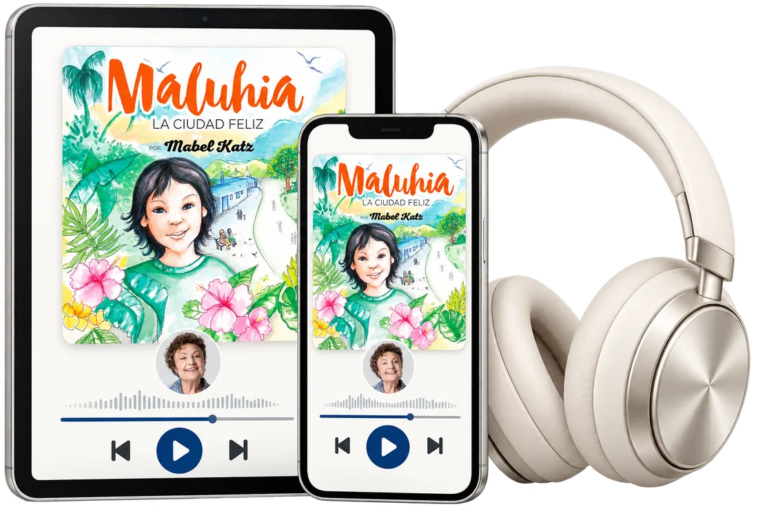 El audiolibro Maluhia, la ciudad feliz, en tablet y celular